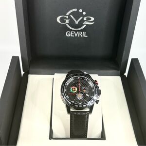 New GV2 By Gevril Men's 9925 Scuderia Chronograph Swiss Leather 45mm Watch